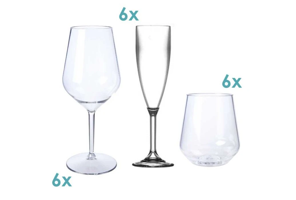 Splash-X Kunststof Glazen Pakket Lucy | 18 Stuks 1 Splash-X Kunststof Glazen Pakket Lucy | 18 Stuks