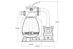 PSH BT 400 Filterset 5,5m³ | Micro-50 -Bestway Zwembaden Winkel tekening filterset afmeting